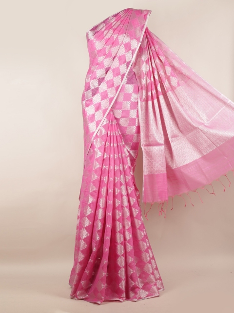 

Pothys Pink Woven Design Cotton Blend Saree
