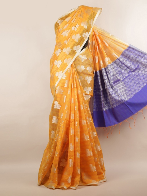 

Pothys Yellow Woven Design Cotton Blend Saree