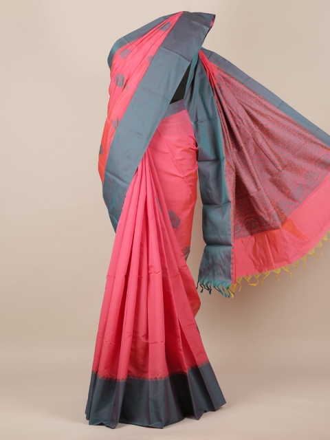 

Pothys Pink & Grey Silk Cotton Woven Design Saree