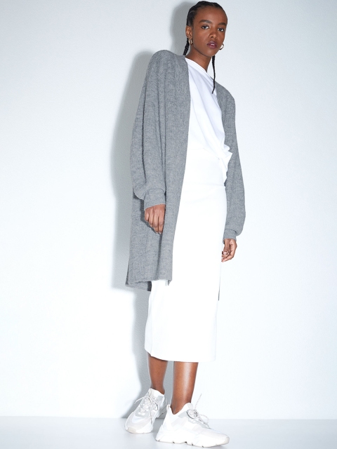 

H&M Women Grey Knitted Sustainable Cardigan