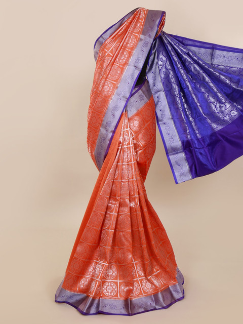

Pothys Orange & Blue Art Silk Woven Design Saree