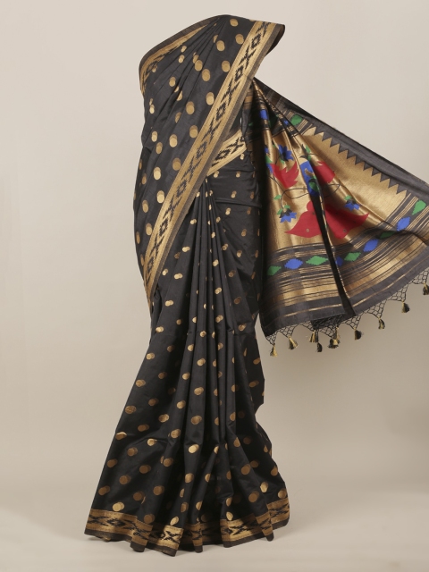 

Pothys Black Woven Design Jute Silk Saree