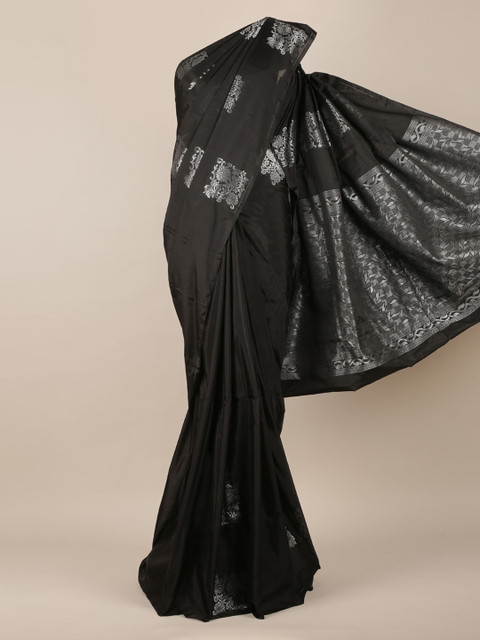 

Pothys Black & Silver-Toned Silk Cotton Woven Design Saree