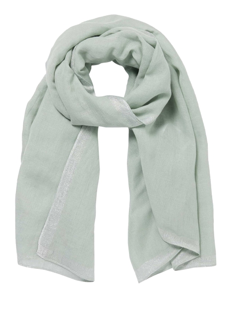 

Forever New Women Green Solid Metallic Border Scarf