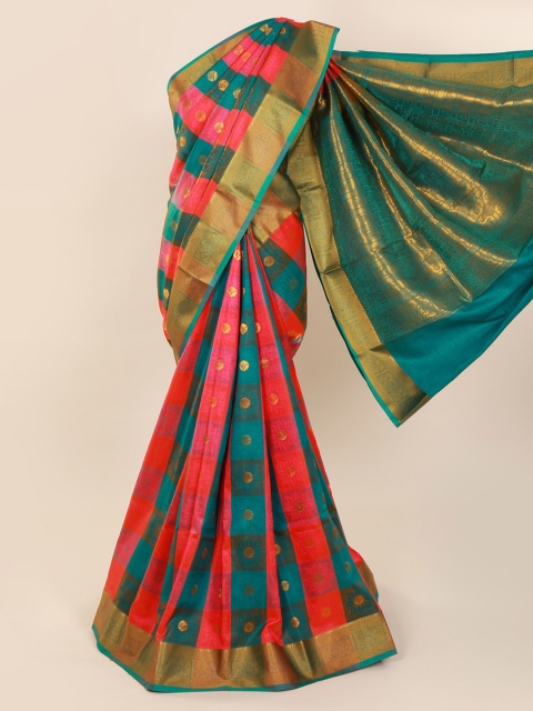 

Pothys Multicoloured Checked Art Silk Saree, Multi
