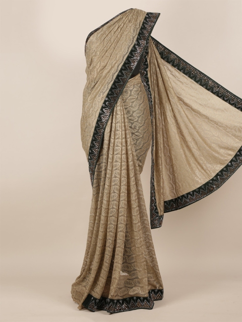 

Pothys Tan Brown Woven Design Poly Georgette Saree