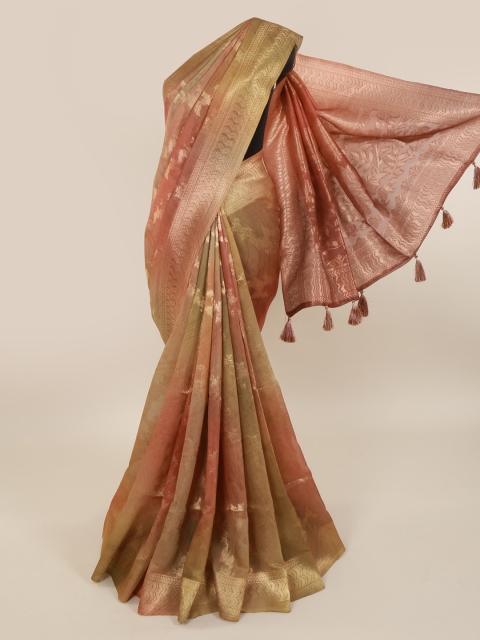 

Pothys Brown & Beige Cotton Blend Woven Design Saree