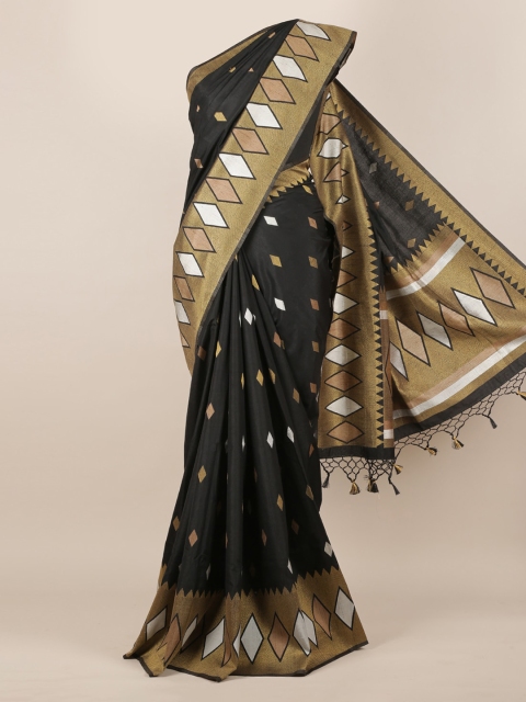 

Pothys Black Printed Jute Silk Saree
