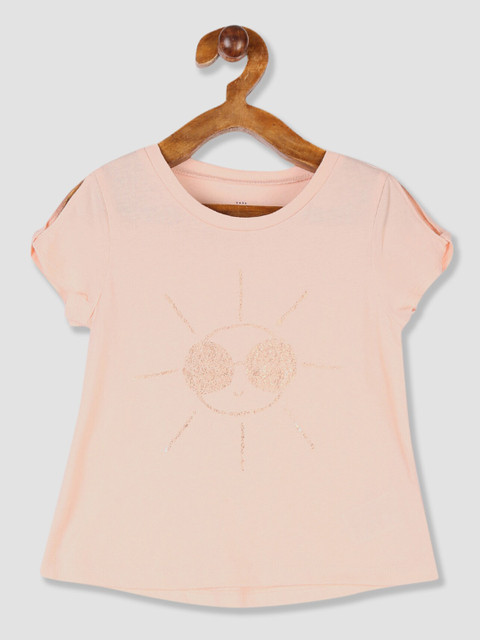 

GAP Girls Pink Printed Round Neck T-shirt