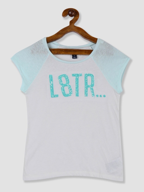 

GAP Girls White Printed Round Neck T-shirt