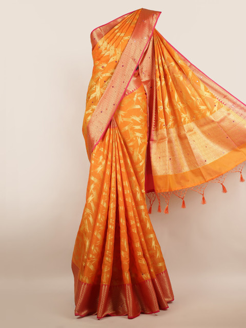 

Pothys Orange Woven Design Cotton Blend Saree