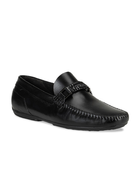

ROSSO BRUNELLO Men Black Solid Leather Formal Loafers