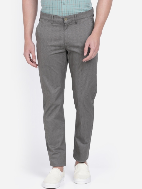 

Crocodile Men Grey Slim Fit Striped Regular Trousers