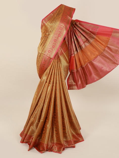 

Pothys Orange & Mustard Cotton Blend Woven Design Saree