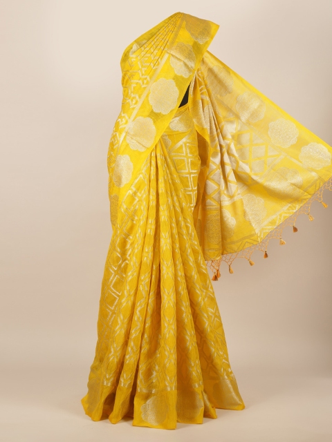 

Pothys Yellow Woven Design Jute Silk Saree