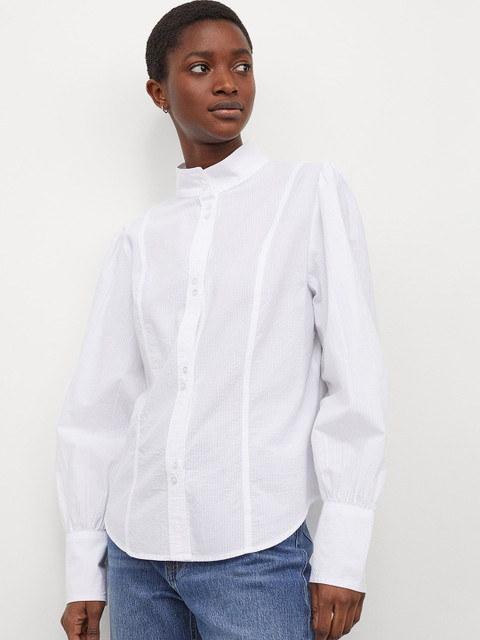 

H&M Women White Shirt Style Cotton Top