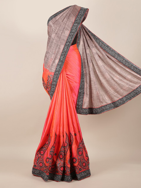 

Pothys Pink Printed Poly Georgette Saree