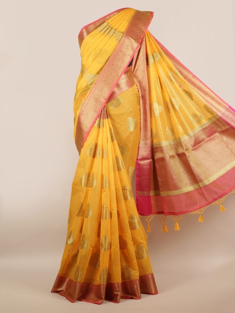 

Pothys Yellow Woven Design Cotton Blend Saree