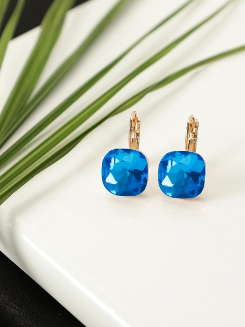 

AQUASTREET Blue & Gold-Plated Crystal Square Drop Earrings