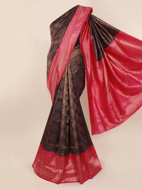 

Pothys Navy Blue & Gold-Toned Pure Silk Woven Design Banarasi Saree