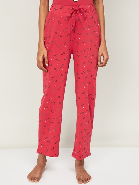 

Ginger by Lifestyle Women Coral Red Printed Pyjamas