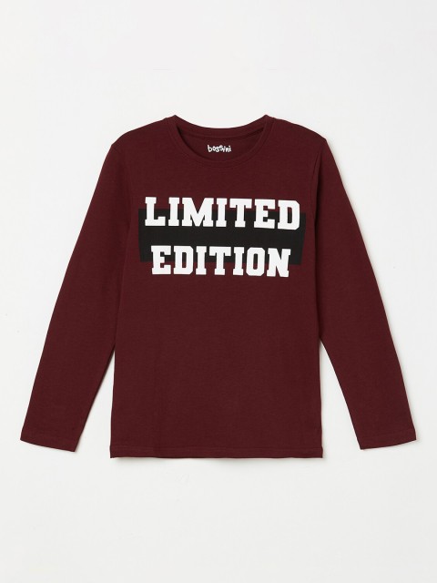 

Bossini Boys Burgundy Printed Round Neck T-shirt