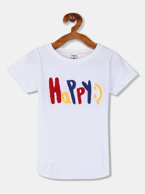 

Cherokee Girls White & Maroon Printed Round Neck T-shirt