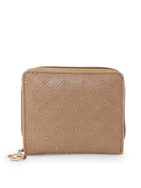 

ESBEDA Women Beige Textured Zip Around Wallet