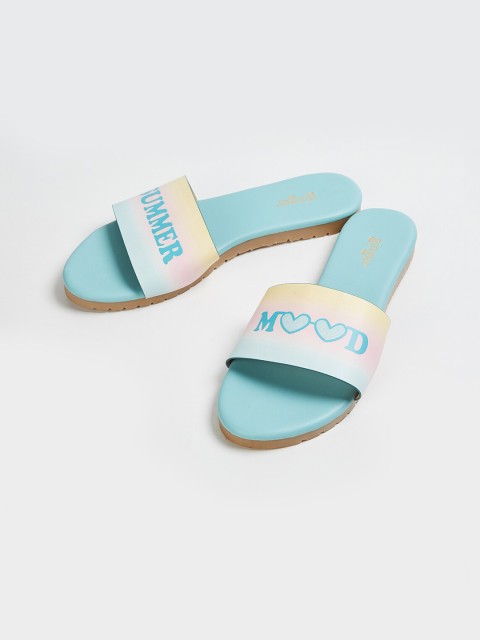 

Ginger by Lifestyle Women Blue Solid PU Open Toe Flats