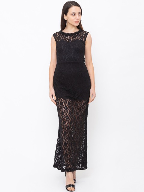 

Globus Women Black Self Design Maxi Dress