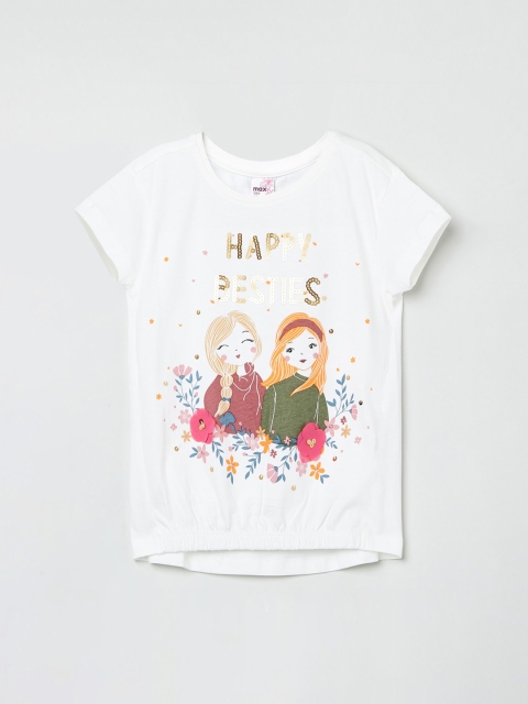 

max Girls White Printed Top