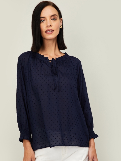 

Bossini Women Navy Blue Self Design Top