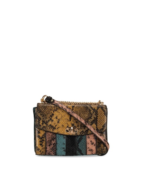 

Da Milano Yellow & Green Snake-Skin Printed Leather Sling Bag