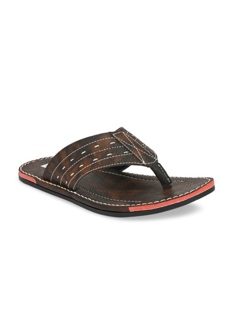

BUCIK Men Brown Self Design Thong Flip-Flops