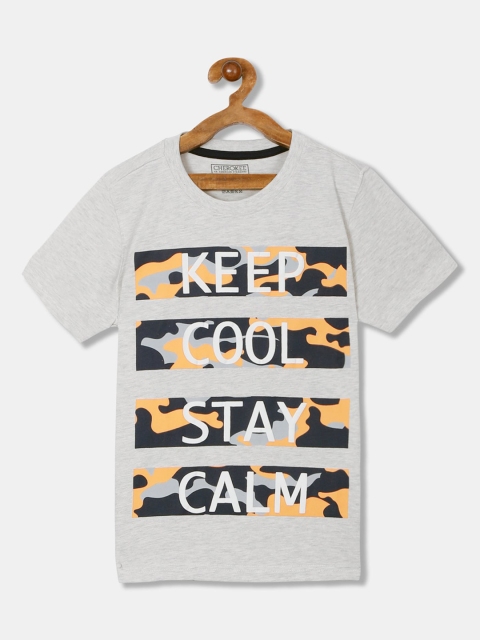 

Cherokee Boys Grey Printed Round Neck Cotton T-shirt