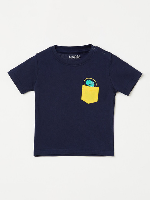 

Juniors by Lifestyle Boys Navy Blue Solid Round Neck T-shirt