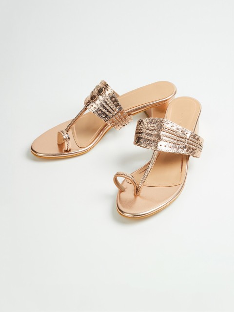 

Melange by Lifestyle Women Champagne Woven Design Block Heels