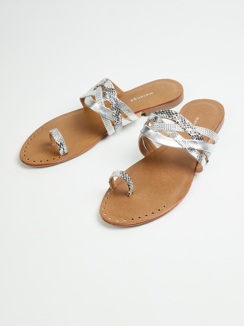 

Melange by Lifestyle Women Silver-Toned Solid PU One Toe Flats
