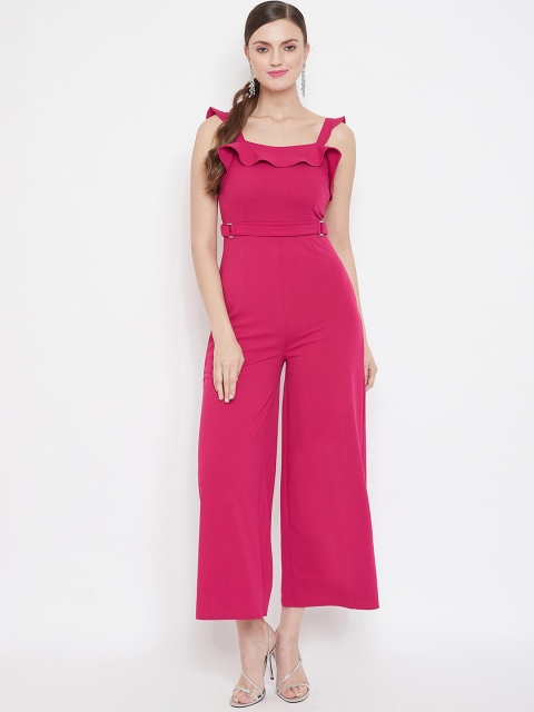 

Madame Women Pink Solid Basic Jumpsuit