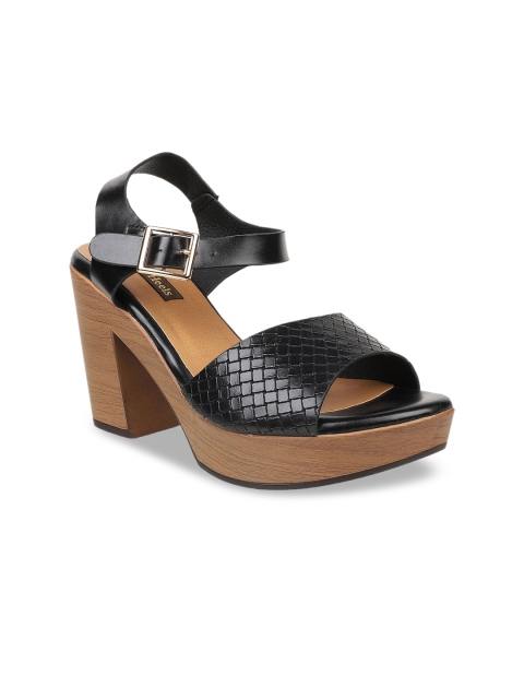 

Flat n Heels Women Black Textured Block Heels