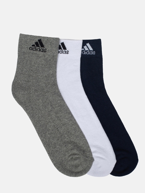 

ADIDAS Men Pack Of 3 Printed Ankle-Length Socks, Grey