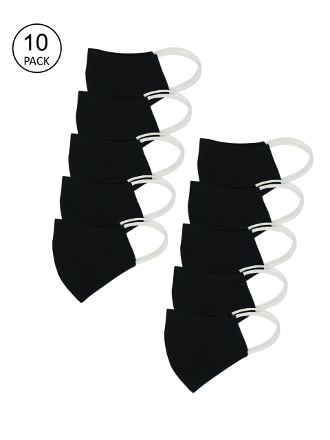 

Trident Unisex Pack of 10 2-Ply Black Solid Reusable Cloth Masks