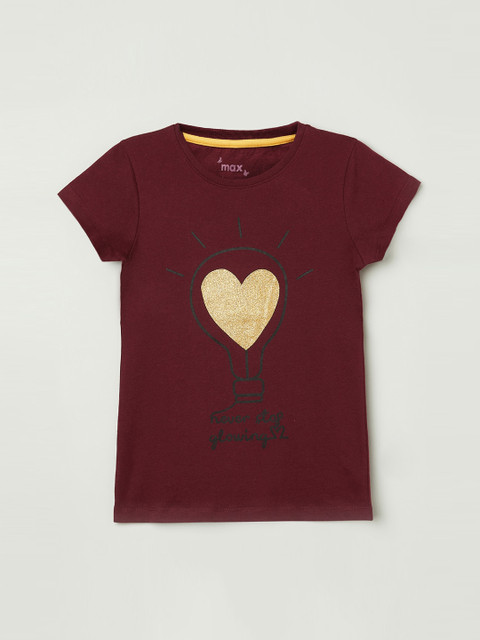 

max Girls Burgundy Printed Top