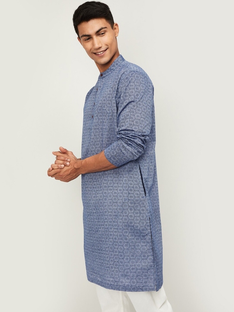 

Melange by Lifestyle Men Blue Printed Straight Kurta