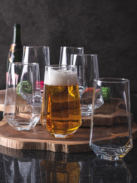 

GOODHOMES Set Of 6 Transparent Solid Glass Beer Tumblers 575 ml