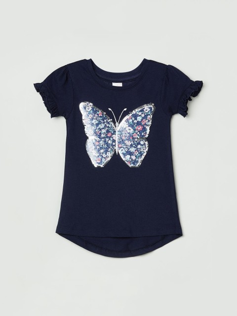 

max Girls Navy Blue Sequinned Top