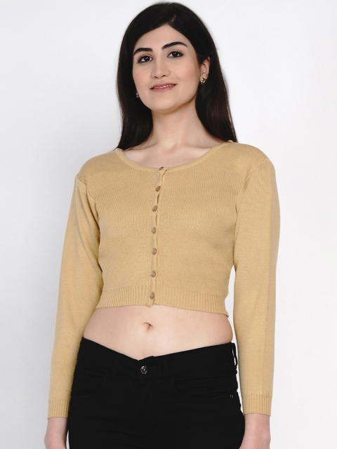 

FABNEST Women Beige Striped Fitted Top