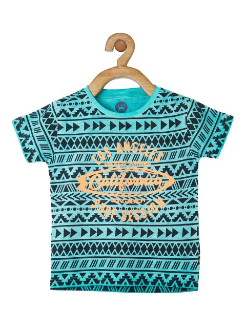 

VITAMINS Boys Black Printed Round Neck T-shirt