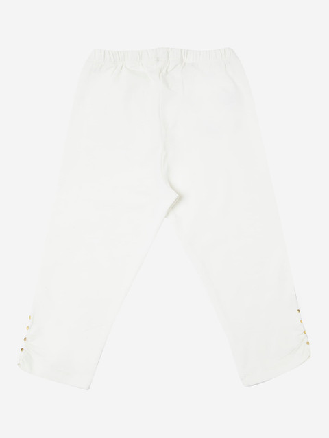 

VITAMINS Girl's Cotton Off White Solid leggings