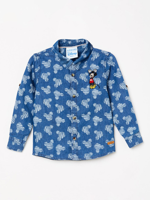 

Juniors by Lifestyle Boys Blue Regular Fit Mickey Mouse Printed Casual Shirt